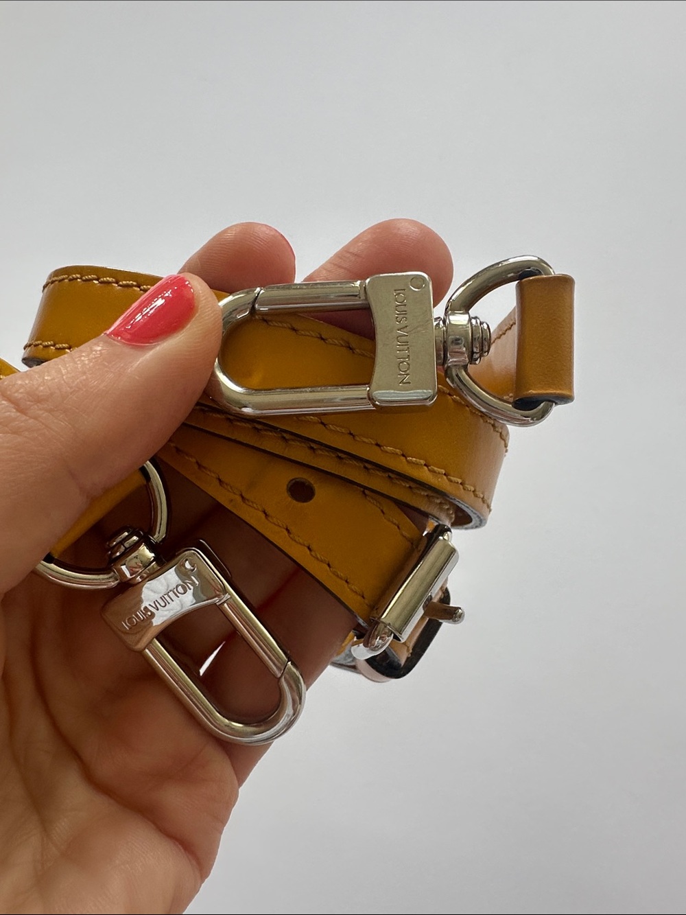 Louis Vuitton Yellow Leather Shoulder Strap with Silver Hardware